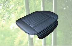 Universal Bambu Arang Kursi Kulit PU Melindungi Mat Cover Cushion untuk Review Mobil Otomatis-hitam