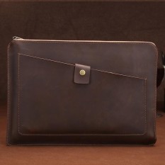 Universal Genuine Leather Business Laptop Tablet Zipper Bag, For 13.3 inch and Below Macbook Pro 2016, Samsung, Lenovo, Sony, DELL Alienware, CHUWI, ASUS, HP (Coffee) - intl