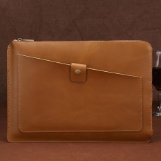Universal Genuine Leather Business Laptop Tablet Zipper Bag, For 13.3 inch and Below Macbook Pro 2016, Samsung, Lenovo, Sony, DELL Alienware, CHUWI, ASUS, HP (Yellow) - intl