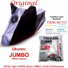 Urban Cover Motor Tipe: JUMBO - Sarung Motor - Selimut Motor - Hitam Kombinasi Silver