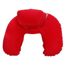 Berguna Leher Lembut Udara Blow Hingga U Bentuk Bantal Dapat Diisi Angin Bantalan untuk Luar Ruangan Perjalanan (Merah)-Internasional