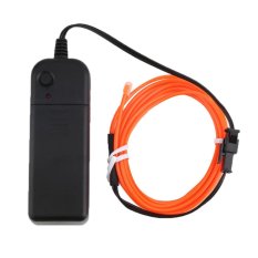 USTORE 2 M Fleksibel EL Tabung Kawat Tali Lampu Neon Glow Kontroler untuk Review Mobil Dekorasi Pesta Orange-Intl