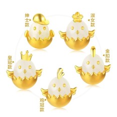 Hari Valentine Hadiah 3 D Murni Perak Kalung Pelat Perak dengan Emas Ini Annuity Ayam inset untuk Mourn untuk Fall Ke Sebuah Wanita Gaya dengan Lahan Pertanian Giok Cina Zodiak Tanda untuk Mengirim Teman- internasional