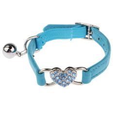 Vanker-Indah Elastis Keselamatan Rilis Cepat Beludru Lembut Produk Disesuaikan Bentuk Hati Kalung Kucing Anjing (Biru)
