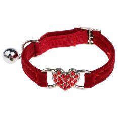 Vanker-Indah Elastis Keselamatan Rilis Cepat Beludru Lembut Produk Disesuaikan Bentuk Hati Kalung Kucing Anjing (Merah)