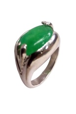 Vee Accessories Cincin Wanita Batu Akik Hijau Lumut Persegi Panjang Oval - RCHL01
