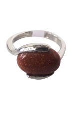 Vee Accessories Cincin Wanita Batu Akik Pasir Emas Persegi Panjang Oval - RCPE02