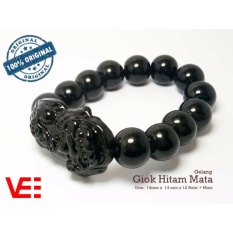 Vee Gelang Terapi Kesehatan Black Jade / Giok Hitam Asli + Boneka - Menyerap Betadine - Dim 14