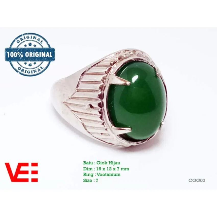 Harga vee cincin pria batu giok hijau natural batu akik | HARGALOKA.COM