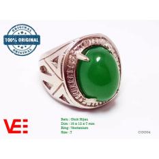 VeE Cincin Pria Batu Giok Hijau Natural - Batu Akik CGG04