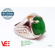 VeE Cincin Pria Batu Giok Hijau Natural - Batu Akik CGG08