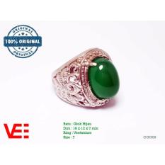 VeE Cincin Pria Batu Giok Hijau Natural - Batu Akik CGG09
