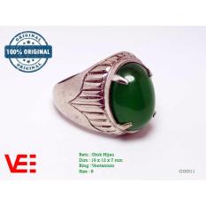 VeE Cincin Pria Batu Giok Hijau Natural - Batu Akik CGG11