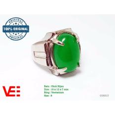 VeE Cincin Pria Batu Giok Hijau Natural - Batu Akik CGG17