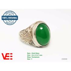 VeE Cincin Pria Batu Giok Hijau Natural - Batu Akik CGG35