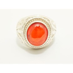VeE Cincin Pria Batu Merah Delima Siam Ring Sterling Silver