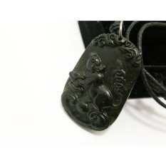 VeE Kalung Liontin Batu Giok Hitam Bergambar Shio Tikus - Kalung Terapi Kesehatan