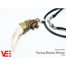 VeE Kalung liontin Gothic Remaja Model Taring Kepala Macan.