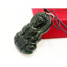 VeE Kalung Terapi Kesehatan Batu Giok Hitam Liontin Dewi Kwan Im