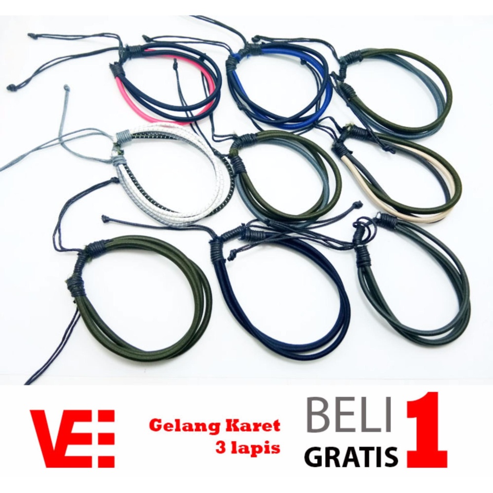 VeE Promo Beli 1 Gratis 1 Gelang Karet Elastis String 3 Alur