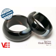VeE Ring Cincin Terapi Kesehatan Batu Giok Hitam / Black Jade Asli Serap Betadine
