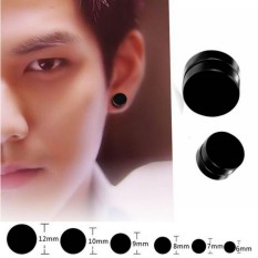 VeE Sepasang (2 buah) Anting Pria / Wanita Magnet Hitam Tanpa Tindik