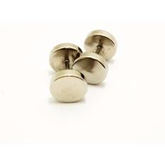 VeE Sepasang Anting Tindik Barbel Bulat - Titanium Silver