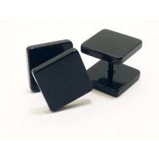 VeE Sepasang Anting Tindik Barbel Kotak - Titanium Hitam