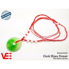 VeE Tali Kalung Liontin Terapi Kesehatan Giok Hijau Donat Asli Kombinasi Putih