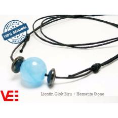 VeE Tali Kalung Liontin Terapi Kesehatan Giok Biru + Hematite Stone