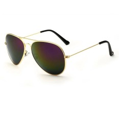 VEITHDIA Merek Classic Fashion Polarized Sunglasses Pria/Wanita Colorful Reflektif Lapisan Lensa Eyewear Aksesoris Sun Glasses 3026 (Emas ungu)