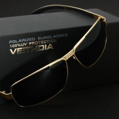 VEITHDIA Pria Kacamata Hitam Kacamata Lensa Terpolarisasi Pengemudi Mengemudi Penangkapan Ikan Kaca Mata Eyewear Aksesoris untuk Pria 2490 (emas /Kelabu)
