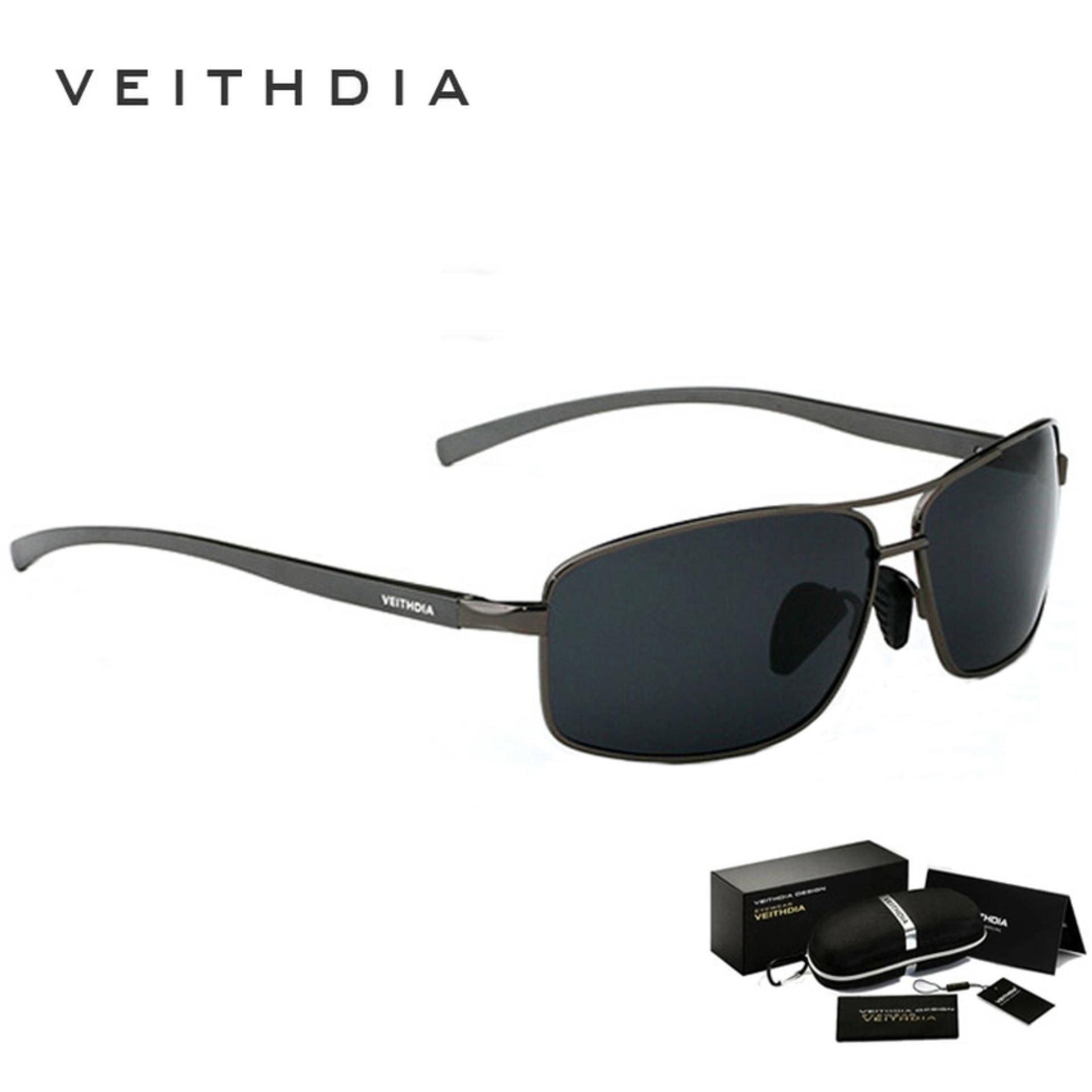 VEITHDIA Baru Polarized Pria Sunglasses Bingkai Alumunium Sun Kacamata Berkendara Aksesoris Eyewear Kacamata Hitam 2458 (abu-abu) Kacamata Hitam [buy 1 Get 1 Freebie]