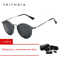 VEITHDIA Merek Fashion Unisex Kacamata Terpolarisasi Lapisan Cermin Matahari Bulat Mengemudi Kacamata Hitam Pria For Pria/Wanita 6358