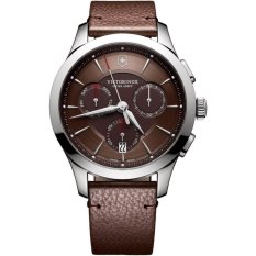 VICTORINOX SWISS ARMY 241749 Alliance Chronograph - Jam Tangan Pria - Chronograph - Leather - Brown - Silver