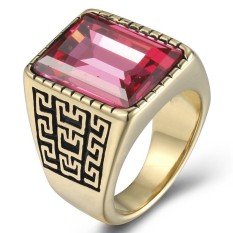 Kemenangan Baru Pria Retro Safir Titanium Cincin Eropa dan Amerika Anti Karat Ornamen Bermutu Tinggi Santai-Internasional