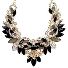 Vienna Linz Kalung Fashion Black Swan Crystal Pearl Korea Vintage Rhinestone Necklace Feminim Jewelry Women Accessories Pesta Neckle Glamour Mewah Short of Party Wedding Jalan Aksesoris Perhiasan Wanita Pelengkap Busana Beauty Charming - Gold Black