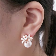 Viennois Manis Produk Asli Mutiara Imitasi Bunga Anting