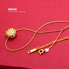 Vietnam Pasir Emas Tidak Jatuh Warna Perhiasan Wanita Gaya Whet Pasir Empat Daun Rumput Kalung Super tipis Gaya Sederhana 100 Ambil untuk Mengunci Tulang Rantai Hadiah-Internasional