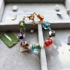 Vintage Manik-manik Pandora Glass Eropa Dan Amerika Rajut Gelang Retro Emas Dan Perak Perada