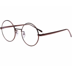 Vintage Ladys Coffee Round Metal Frame Transparent Plano LensesSunglasses Mirror Sun Glasses Women Eyewear With Box HZ078(Color:c0) - intl