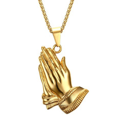 Liontin Kalung Vintage Doa 18 KB Berlapis Emas Damai Liontin untuk Wanita, China Pria Perhiasan Stainless Steel Oracion Colgante-Internasional