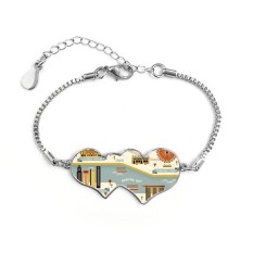 Vintage Singapore Landmark Double Hearts Shape Round-Cut Cubic Chain Bracelet Love Gifts - intl