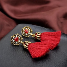 Vintage Style Rhinestones Kristal Rumbai Menjuntai Anting Tindik Fashion Perhiasan RD-Intl