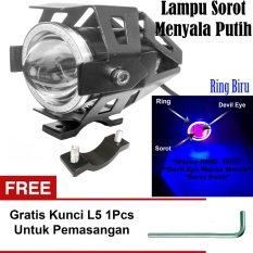 Lampu Tembak LED U7 Besar Sorot Putih + Eagle Eyes Ring Biru dan Devil Merah