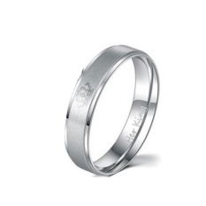 Vishinemall-Raja Ratu Lover's Crown Desain Stainless Steel Cincin Romantis Bling Beauty Gift (Silver) -Intl