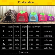 VORSTEK Lipat Lembut Strawberry Strawberry Gua Tempat Tidur Anjing Murah Leopard Print Cute Anjing Kecil-Merah XL-Intl