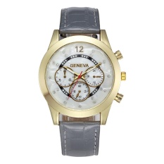VORSTEK GENEVA 8422 Wanita Pria Asli Palsu Bata dengan Diamond Bahasa Inggris Watch Grey-Intl