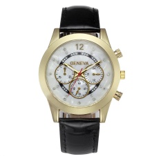 VORSTEK GENEVA 8422 Wanita Pria Asli Palsu Bata dengan Diamond Bahasa Inggris Watch BLACK-Intl