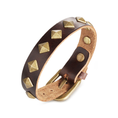 VR_Tech Leather Bracelet (Brown) - intl